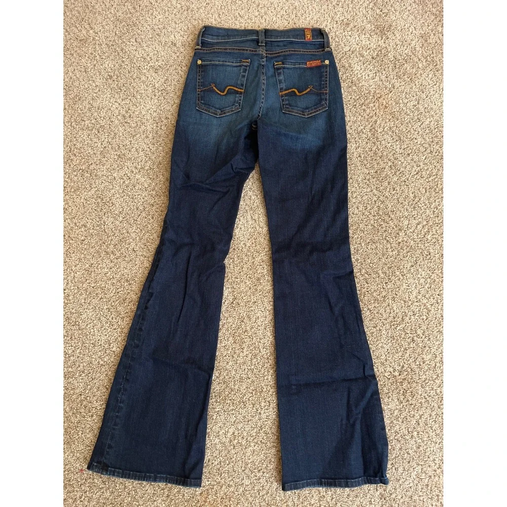 7 For All Mankind Women's Bootcut Jeans 23 Dark Blue Made in USA Stretch Denim